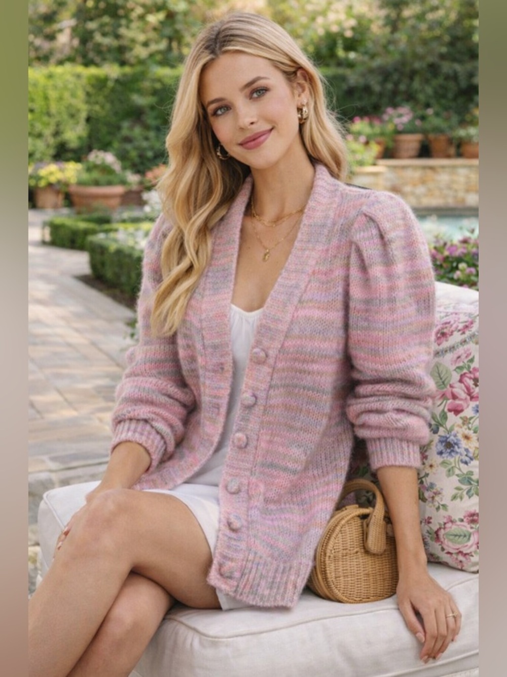 Loveshackfancy Womens Wilford Wool-Blend Boyfriend Cardigan, Pink Size XS